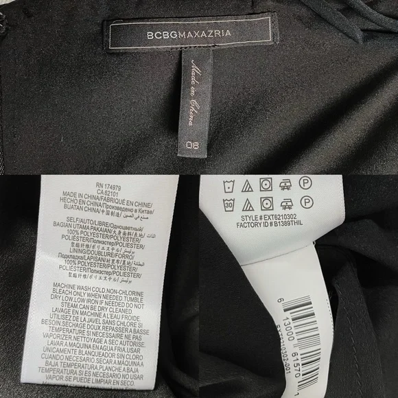 BCBGMaxAzria Women’s Strappy Satin Flared Midi Dress Black 8 - Picture 8 of 9